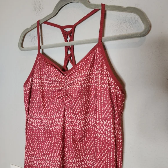 Prana Elixir Racerback Dress Crushed Cran Sumatra Pink Red Built In Bra Medium - Picture 14 of 16